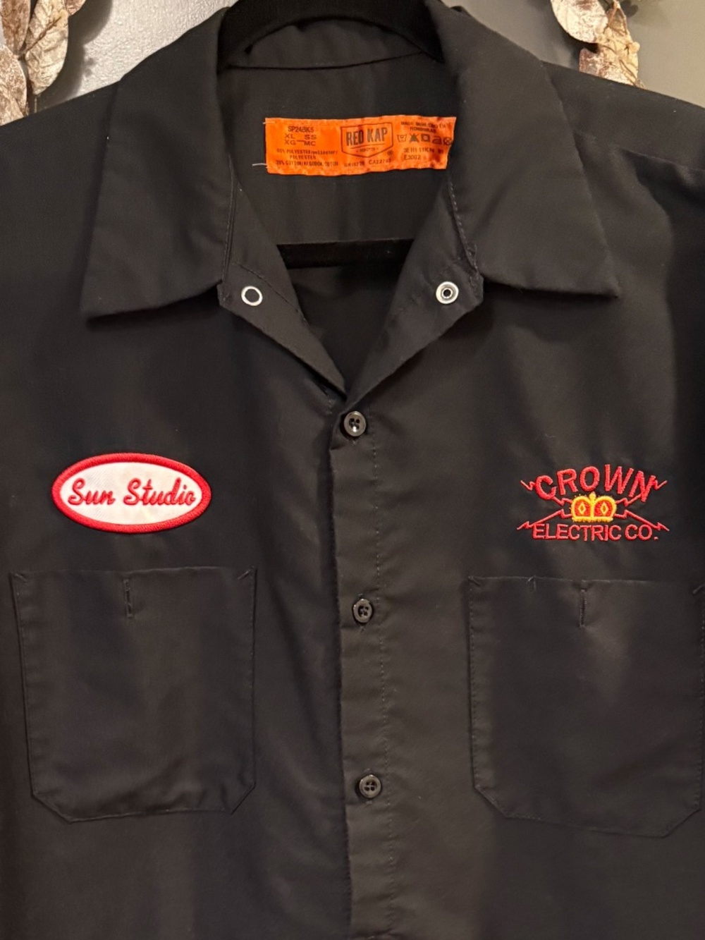 Elvis Presley inspired Work shirt featuring logo for Sun Recording Studios, XL